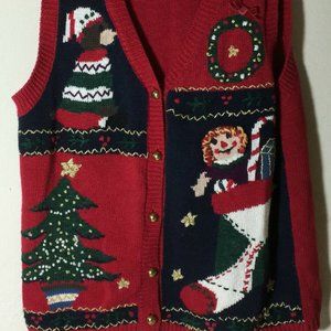 Bear Tree Wreath Christmas Ugly Sweater Vest